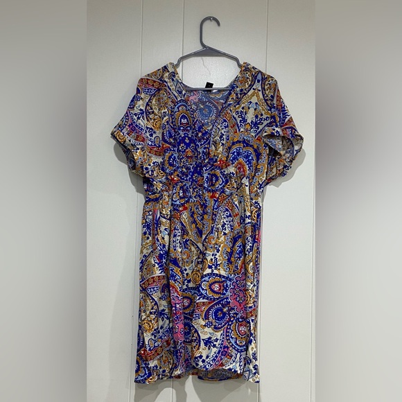 Paisley Print Batwing Sleeve Ruffle Hem Dress - Picture 8 of 8